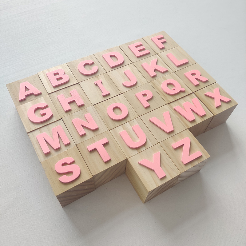 hot sale Large Cube Letter Wooden Baby First Name Cubes Personalized ABC Blocks Kids Nursery Room Decorations Preschool Learning Toys