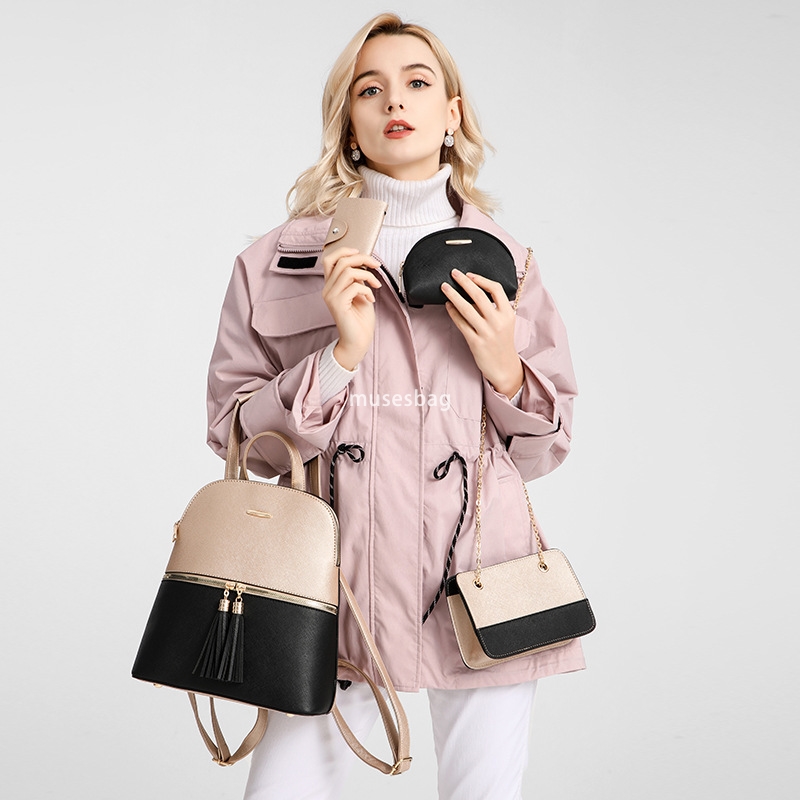 Men's and women's fashionable backpack, PU leather shoulder strap adjustable with zipper mother and child bag, multiple colors large capacit