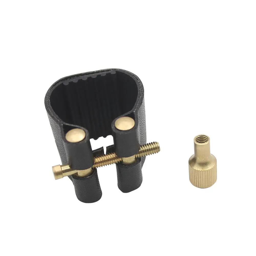 Professional Artificial Leather Sax Saxophone Clarinet Bakelite Mouthpiece Clamp Clip Ligature Plastic Cap Instrument Accessory