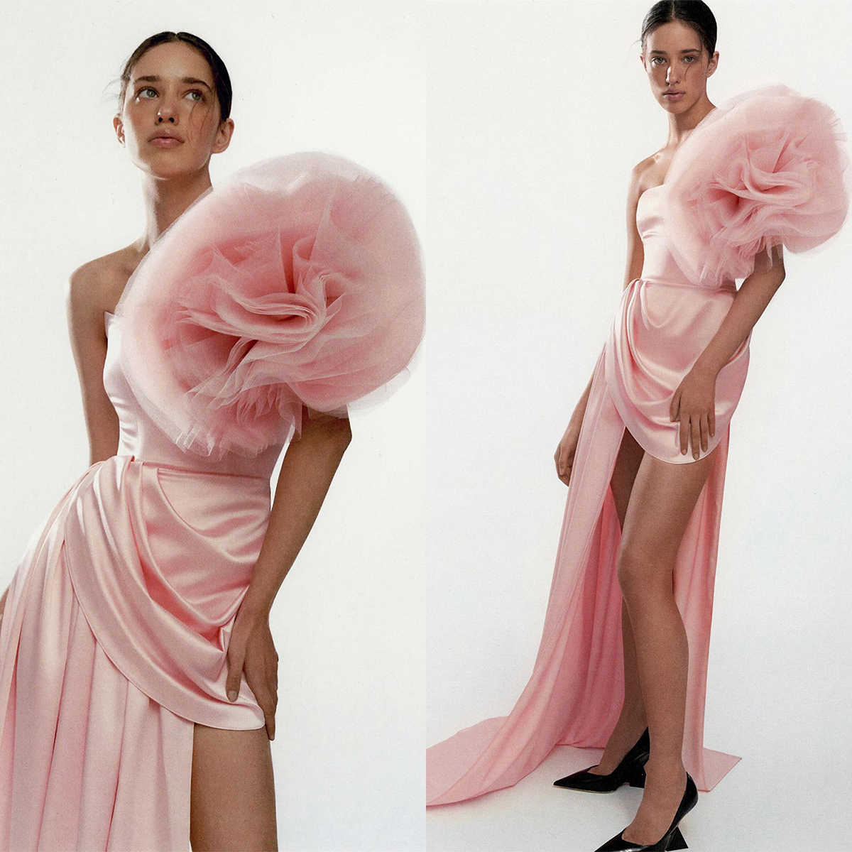 African Women Pink Prom Dresses Handmade Flowers Mermaid Evening Dress robes de Aso Ebi Formal Birthday Gowns
