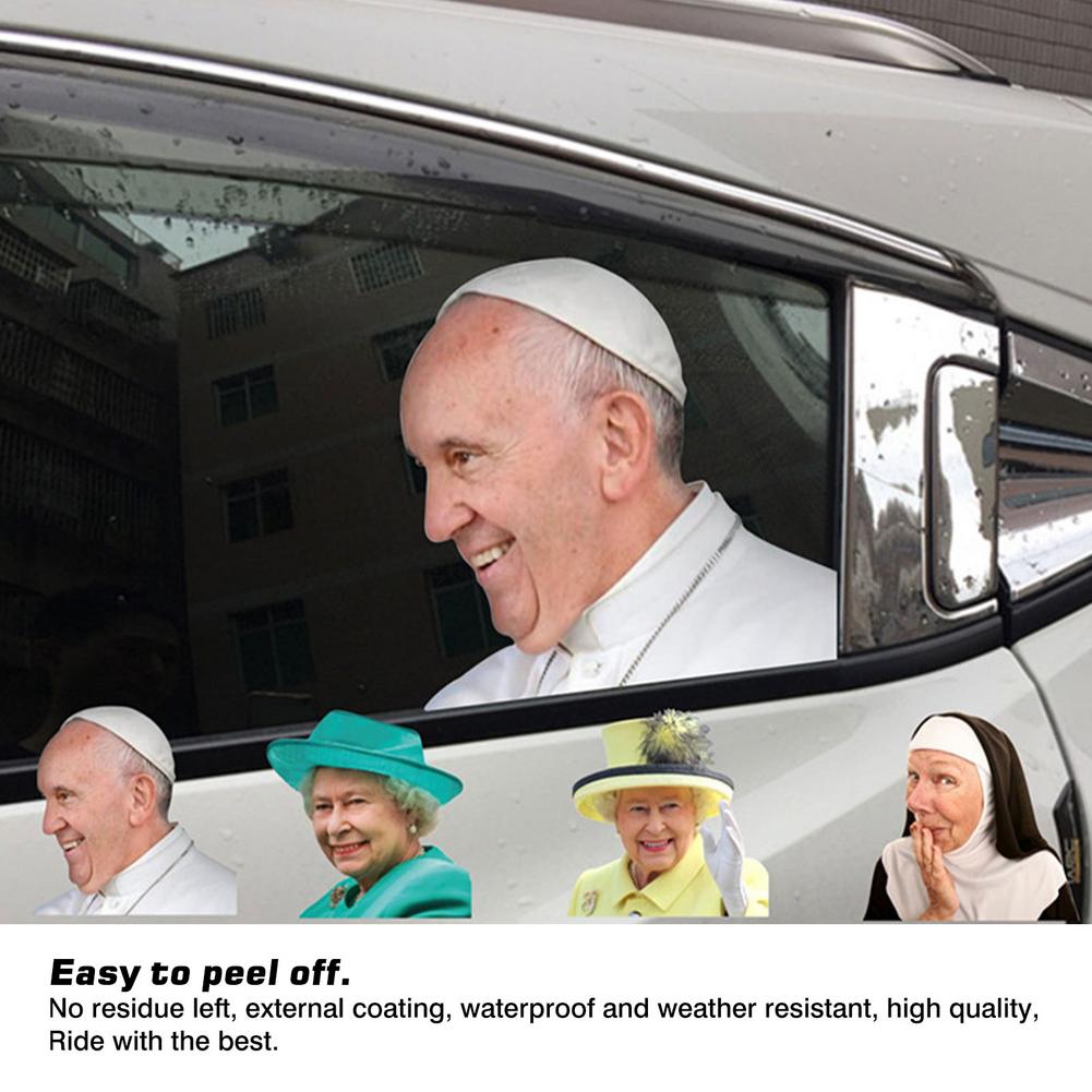 3D Car Window Sticker Funny Celebrity Car Rear Window Sticker Universal Queen Elizabeth Pope Francis Ruth Bader Ginsburg Decals