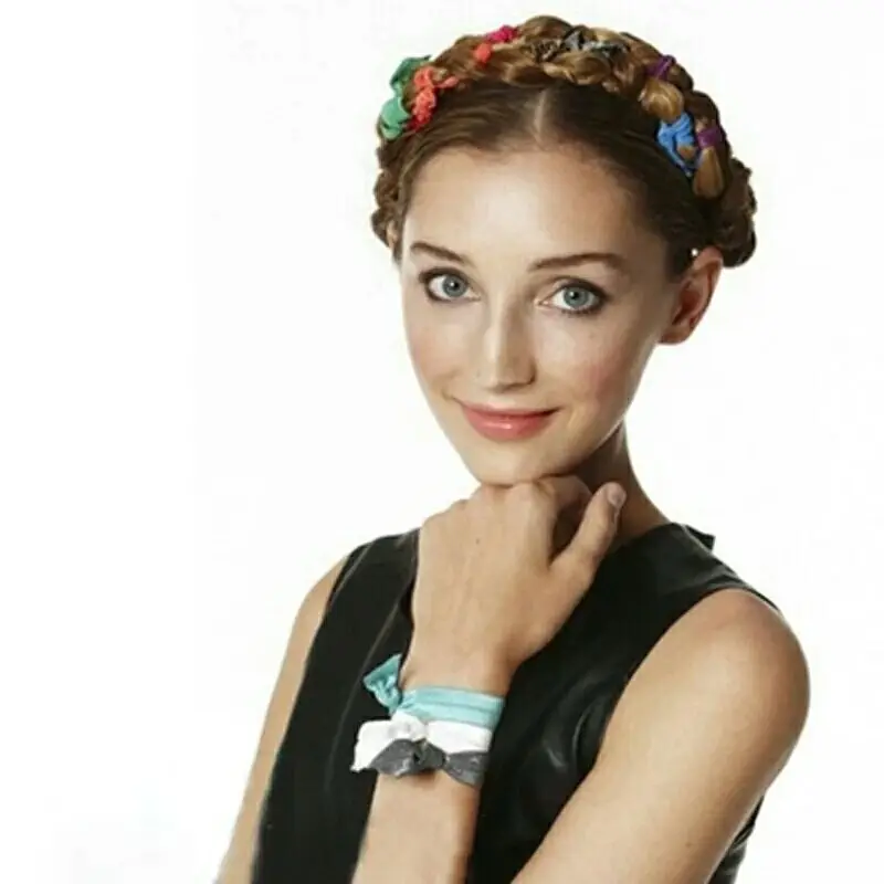 hot sale 50pcs 20 Candy Colors Knotted Ties Wholesale Elastic Hair Band Girls Ponytail Holder Bracelet Wristband DIY Headwear