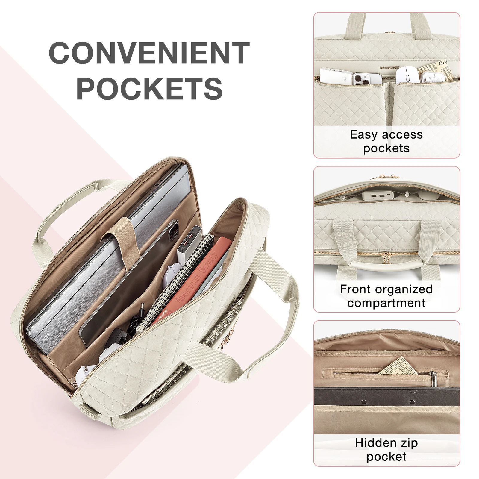 BAGSMART 15.6/17.3 Laptop bags for woman Briefcase office Shoulder HandBag Office Travel Business Computer Bag Notebook pouch 240528