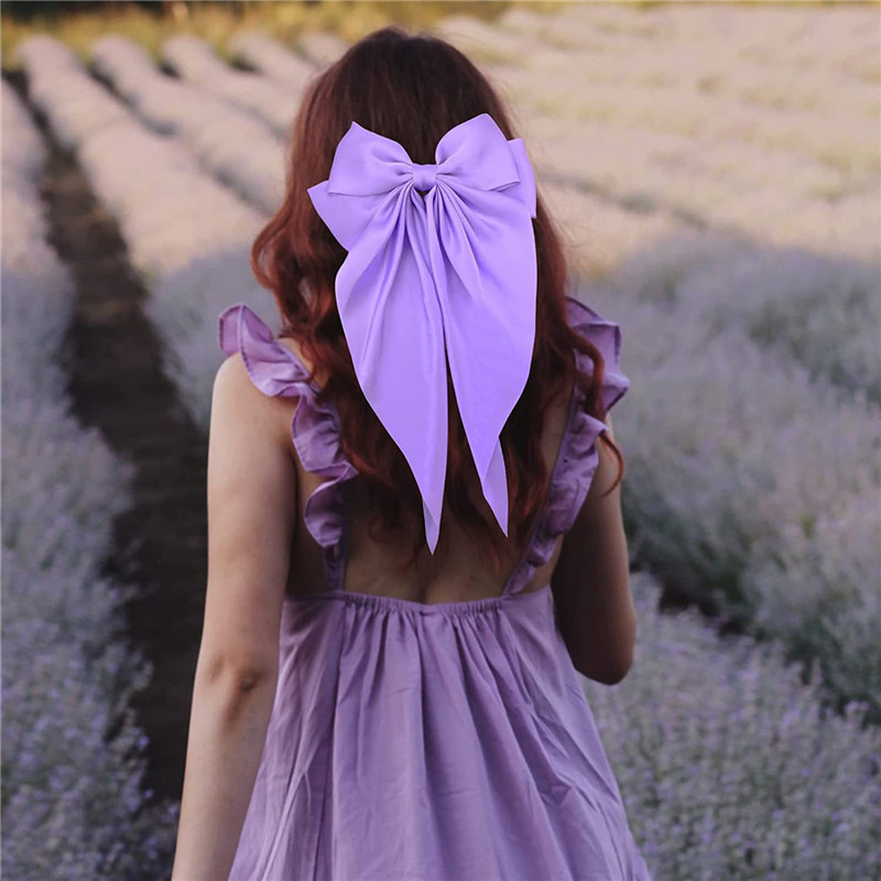 Big Hair Bows For Women Hair Ribbons Oversized Long Tail White Black Large Hair Ribbon Barrettes Metal Clips Bowknot Hair Accessories Lazos Para El Ca