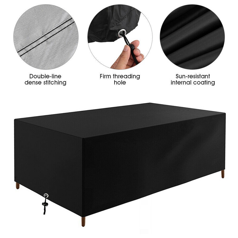 210D Outdoor Furniture Cover Black/Silver Oxford Cloth Patio Garden Sofa Waterproof Awning Table Chair Dust Proof Sunshade Cover