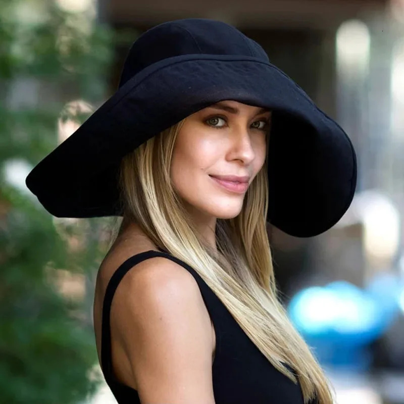 Summer Wide Brim Sun Hat Womens Foldable Travel Packable Bucket Hat Japanese UV Sunscreen Cotton Linen Beach Hat Fisherman Hat 240528