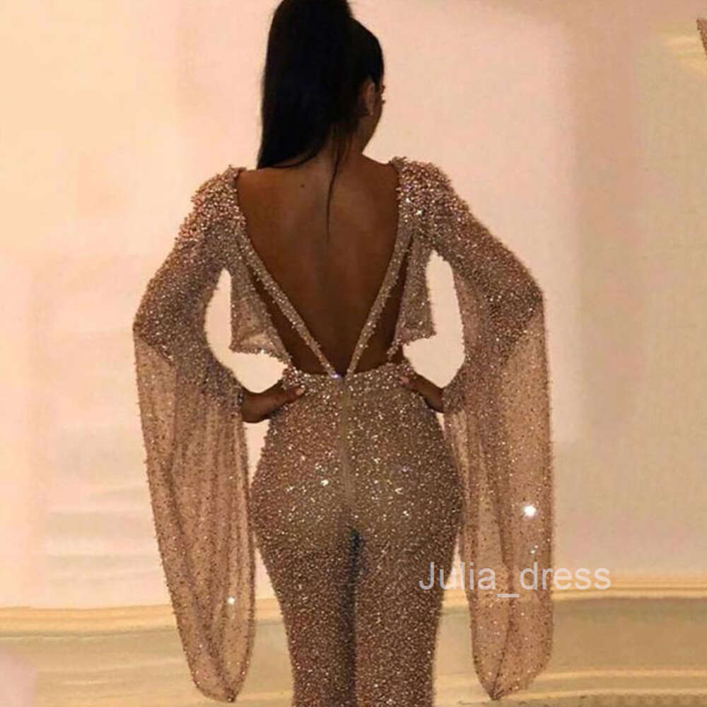 2024 Summer New Womens Sexy Long sleeved Open Back jumpsuit Open Waist Top and pants