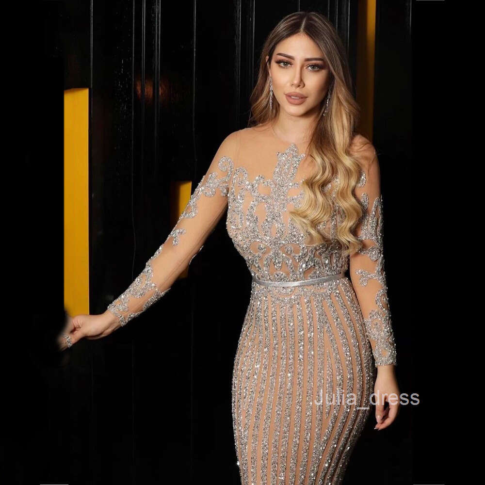 2024 New Womens Sexy Gold Plated Long sleeved Ball Dress Long Dress