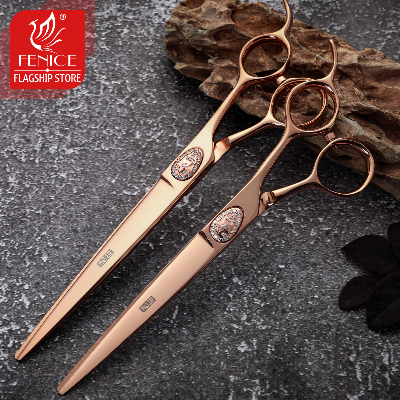 Fenice Dog Scissors 7/7.5 Inch VG10 Steel Professional Dog Cutting Grooming Pet Scissors for Dog Straight Grooming Shears
