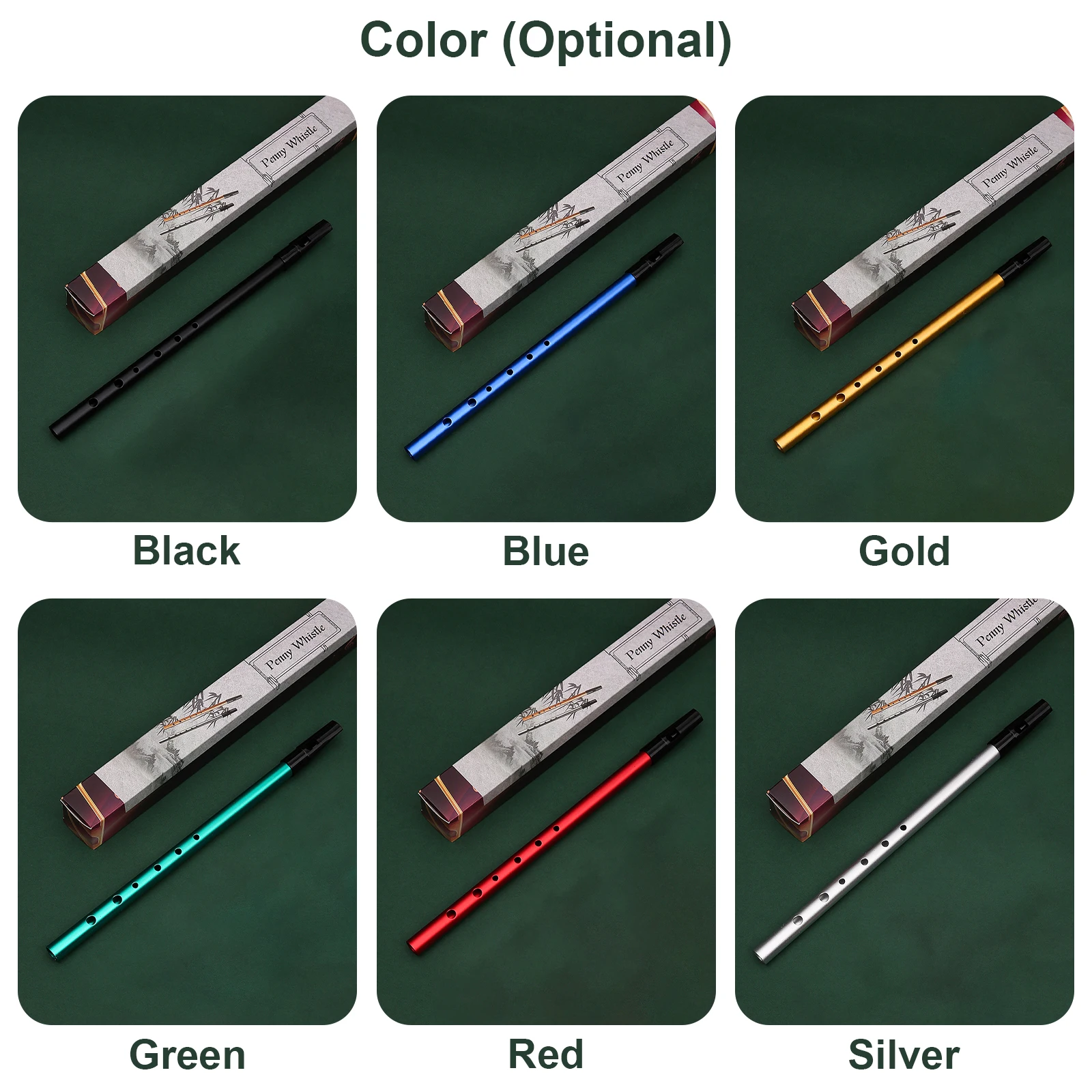 Irish Whistle C Key 6-hole Key Flute Penny Whistle Tin Whistle Wind Musical Instrument for Student Beginner Intermediate Experts