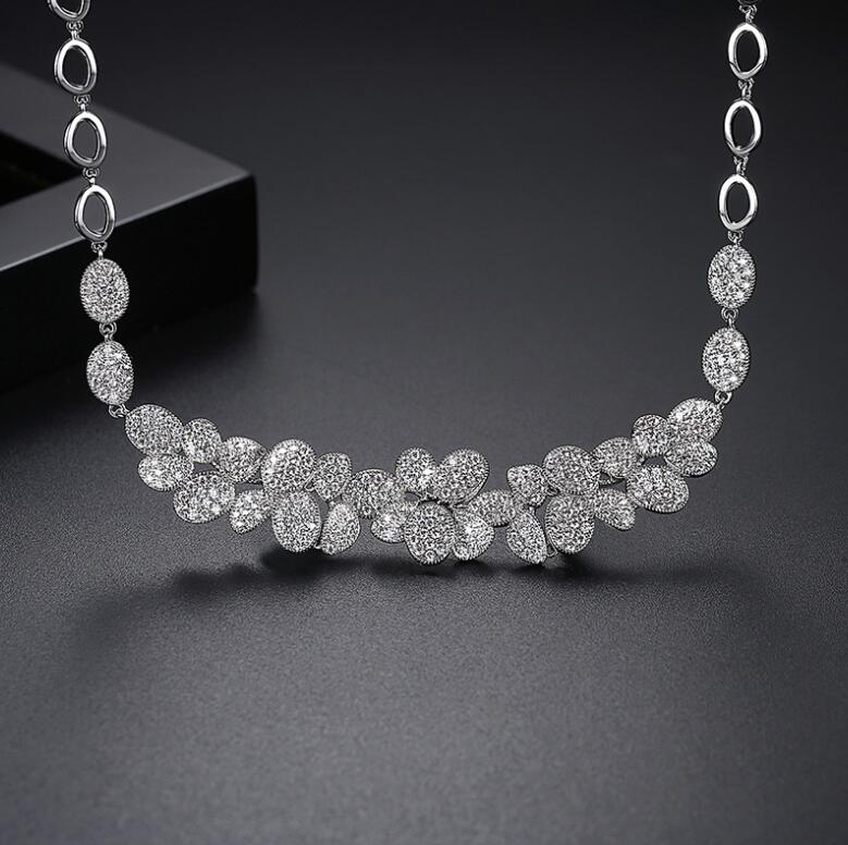 Clavicle Necklace: White Gold Fill wer Pendant with 5A Cubic Zirconia for Women Wedding Gift