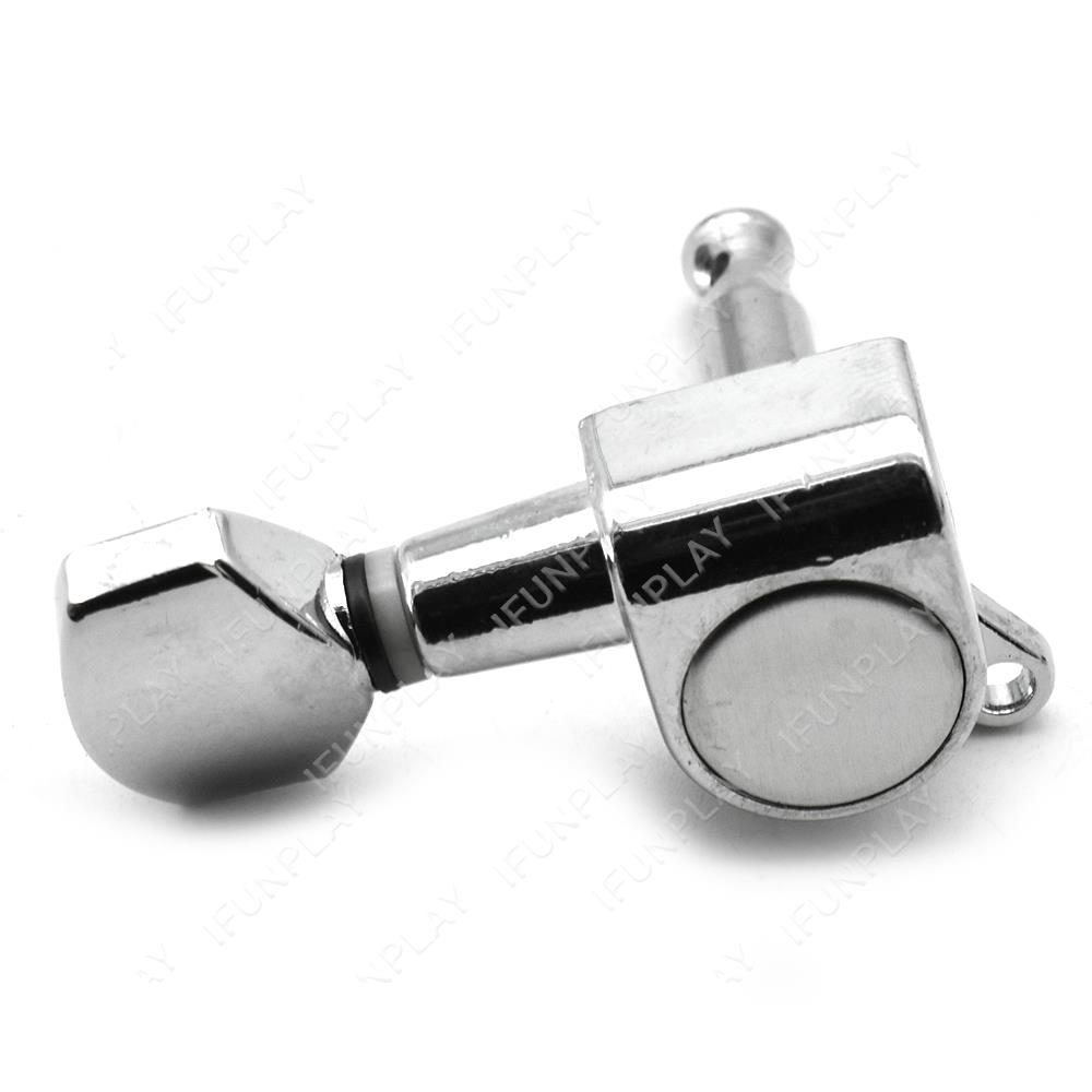 6pcs Guitar Tuning Pegs Key Tuner Machine Head for Electric Acoustic Guitar Chrome Black