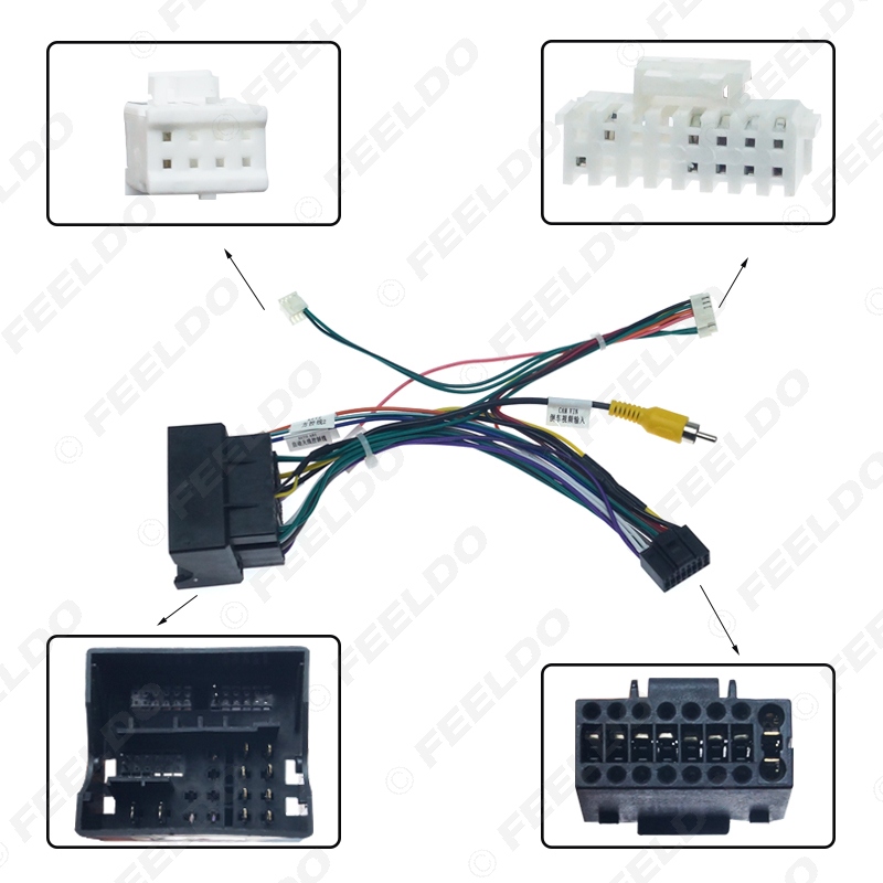 FEELDO Car Audio 16PIN Andriod Player Power Calbe Adapter With Canbus Box For Volkswagen Golf 7 Skoda Stereo Plug Wiring Harness