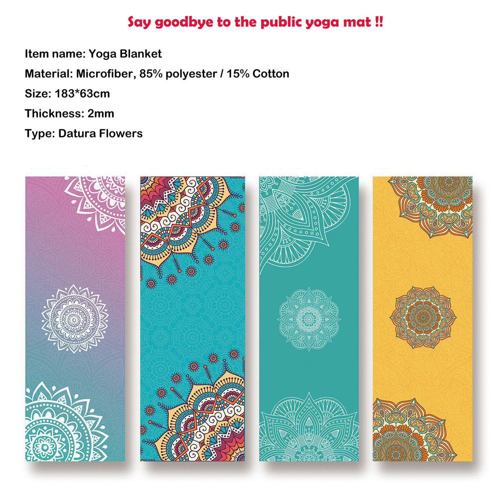 hot sale Non-slip suede yoga blanket 183x63cm, Mandala towel, sweat-absorbing mat, yoga exercise, Pilates supplies, non-skid Yoga Pad