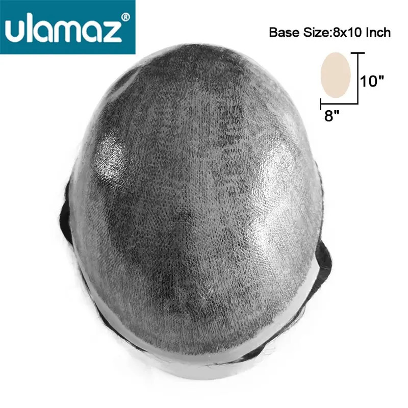 Knotless Skin Toupee Hair Men 0.1-0.12mm Full Skin Hair System Unit Indian Human Hair Man Wig 120% Density Male Hair Prosthesis 240520
