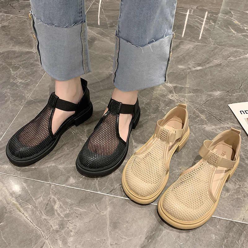 Summer 2024 Sale Of Women's Shoes Sandals Breathable Med Suit Female Beige New Fashion Lace Outside Comfort Laces Medium 12a8 s ium