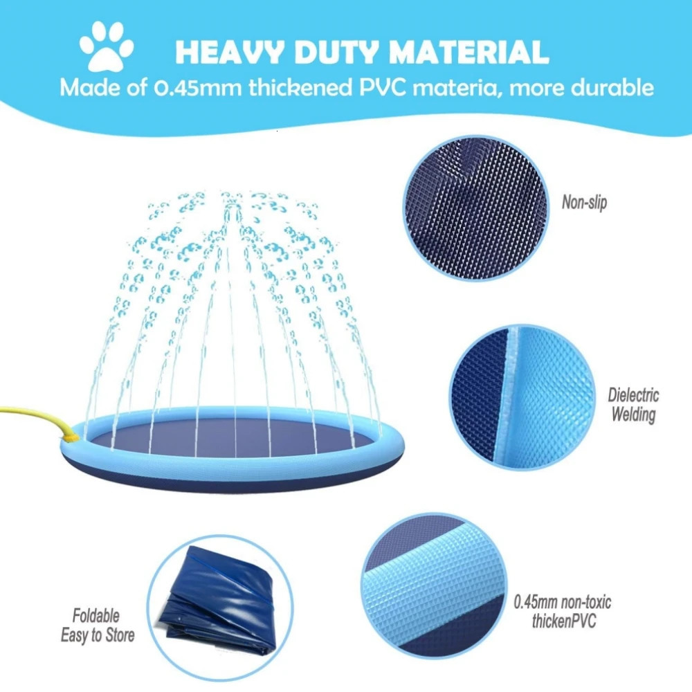 100/150/170cm summer pet swimming pool inflatable water slide mat outdoor interactive fountain toy 240507