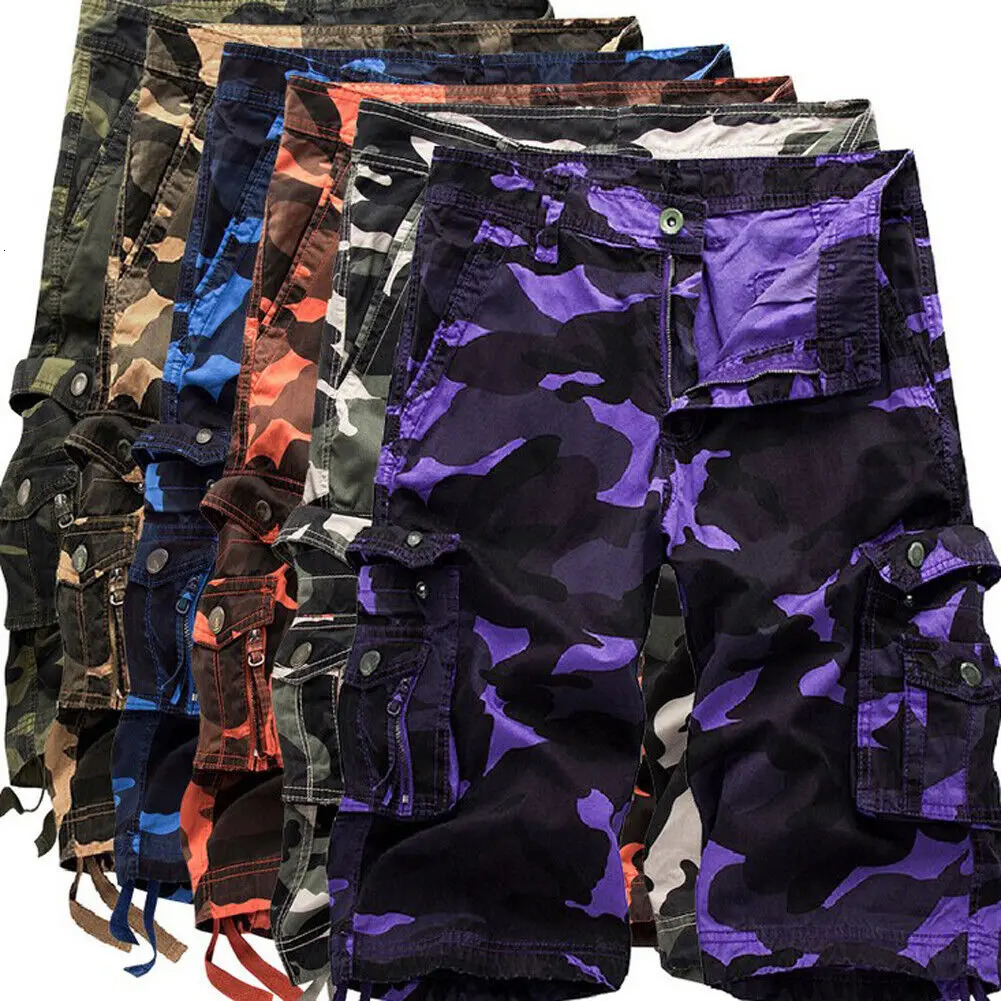 Summer Cargo Shorts Men Camouflage Camo Casual Cotton MultiPocket Baggy Loose Work Streetwear HipHop 3042 240528