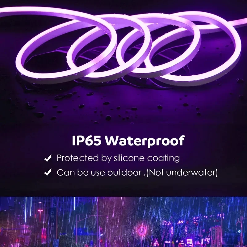 LED Neon Light Strip RGB Strip Flexible Bluetooth Waterproof Silicone Lights 108leds App+48 Key Remote Control TV Backlight For Room Garden Party
