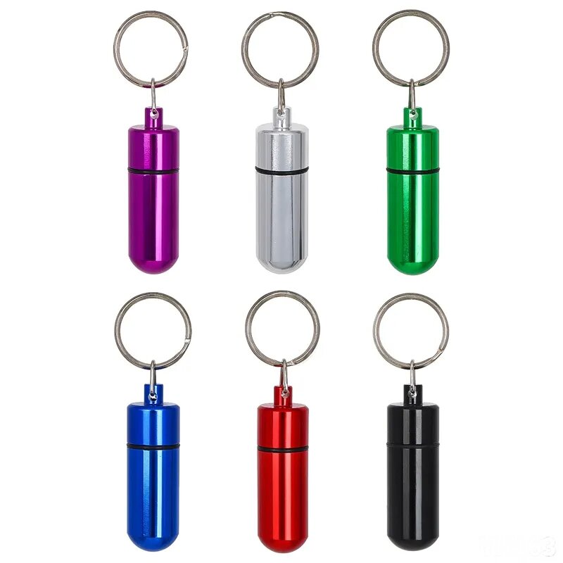 Pill with Telescopic Spoon Keychain Dabber Storage Bottle Stash Case Pocket Jar Container Snuff Snorter Sniffer Snuffer Box LL