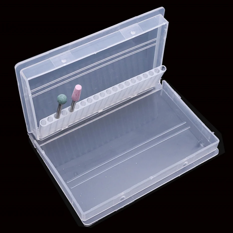 20 Slots Acrylic Storage Box For Nail Drill Bit Milling Cutter Empty Holder Stand Display Container Manicure Accessories LAA35-2