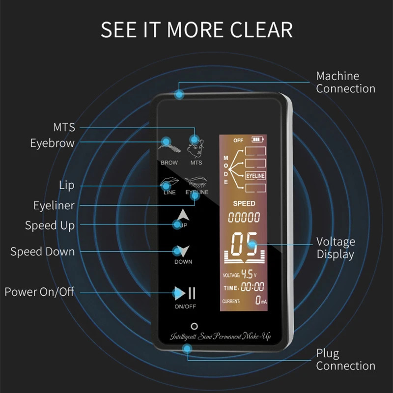 Professional Permanent Makeup Machine Rotary Tattoo Machine Wireless PMU Pen Kit For Eyebrows Lips Microblading Cartridge Needle 240515