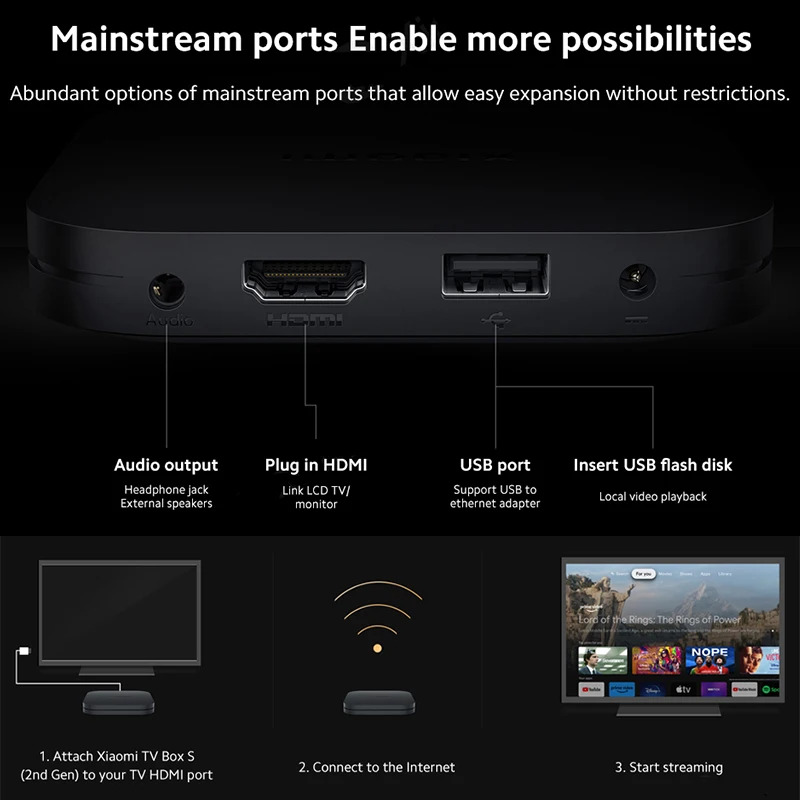 Xiaomi Mi TV Box S 2nd Gen 4K Ultra HD BT5.2 2GB 8GB Google TV Google Assistant Smart TV Box, Dolby Audio (Globla Version)