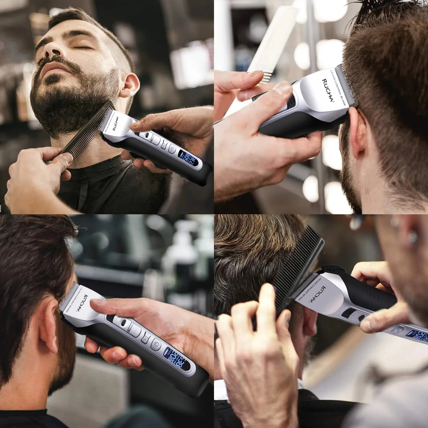 Electric Hair Clipper Unique Shaped Moving Blade Hair Trimmer LCD Display USB Rechargeable For Salon Men Hair Cutting Barber 240528