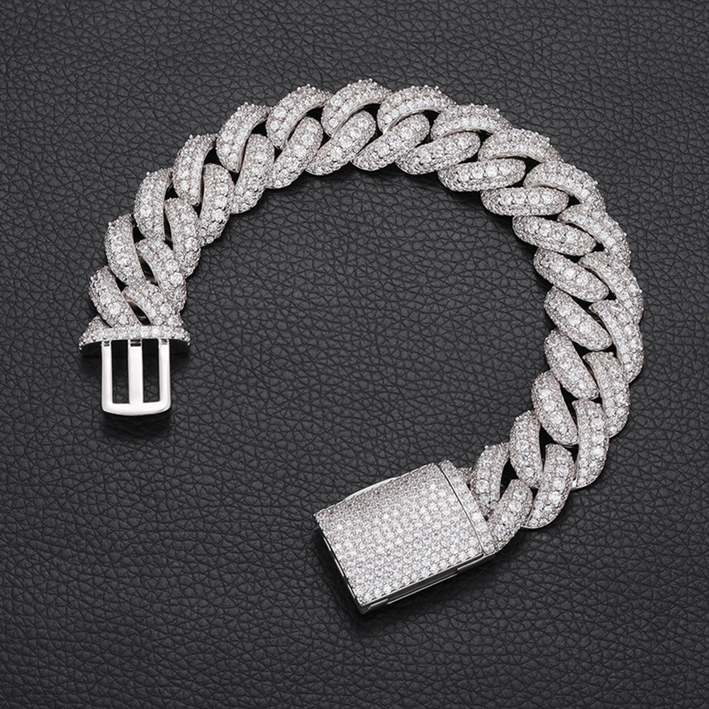 14mm/18mm Hip Hop Bubble Cuban Chain Necklace Bracelets 5A T Zircon Mens Gift Jewelry Set