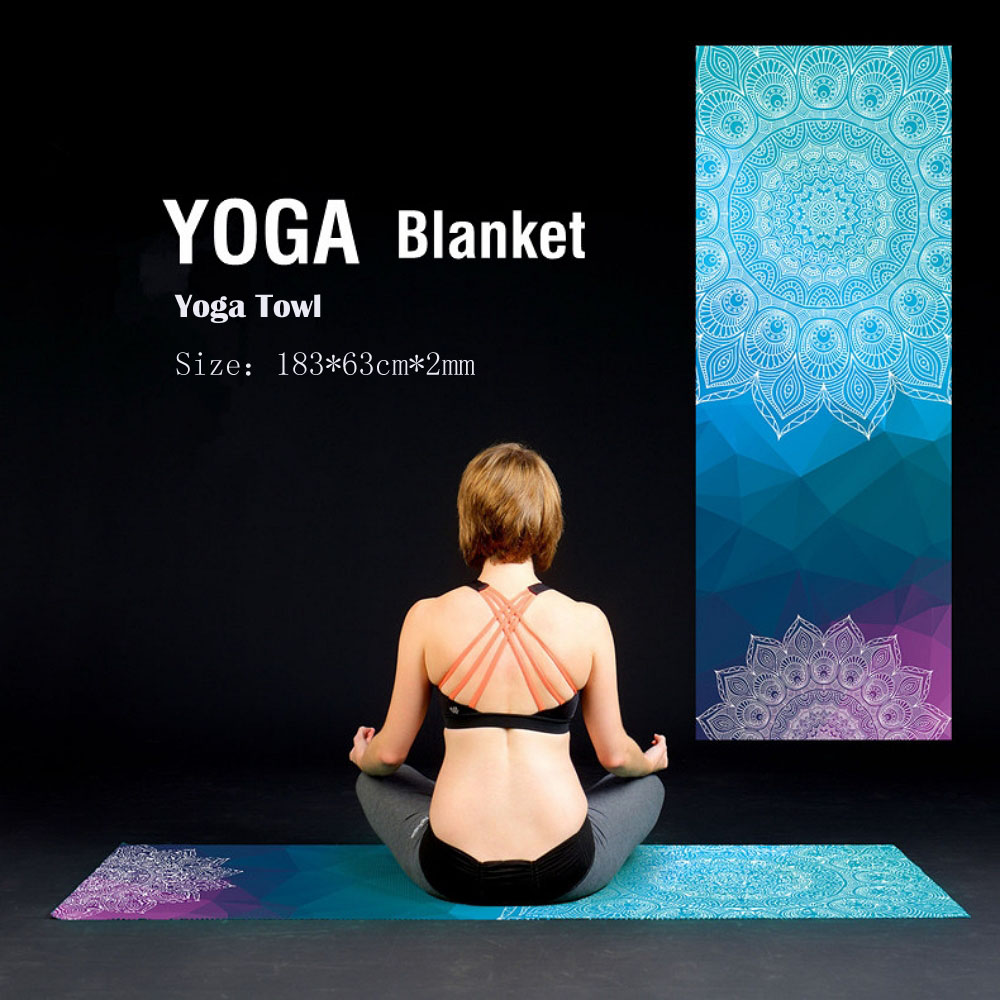 hot sale Non-slip suede yoga blanket 183x63cm, Mandala towel, sweat-absorbing mat, yoga exercise, Pilates supplies, non-skid Yoga Pad