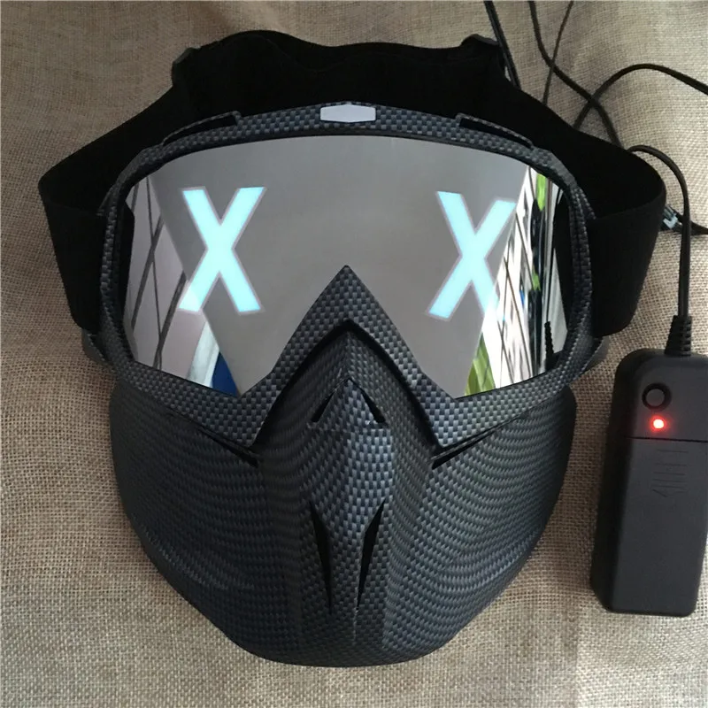 Halloween LED Half Face X Glowing Eyes DIY Eyewear Mask Lights Mask masks DJ Party Cosplay Prop Gift