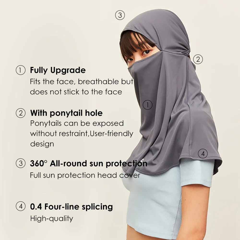 Ohsunny Summer Head Cover UV Protective Beanie Women Neck Face Full Protection Balaclava Hat Facial Shield for Cycling 240528