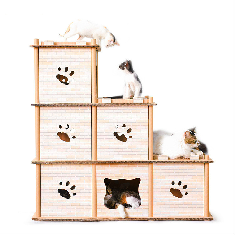 Double-Layer Cat House, Scratch Board, Cat Nest, DIY Ladder, Corrugated, 2-Layer, 3-Layer, Pet Toy