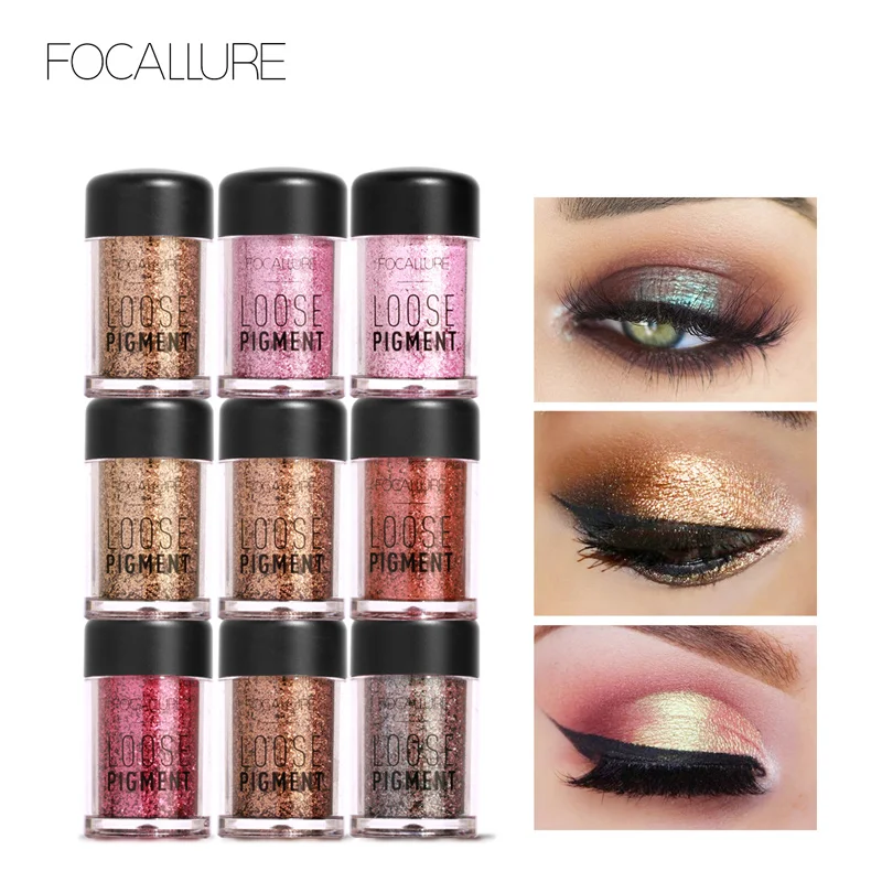 High Eyeshadow Glitter FOCALLURE Liquid Pigment Dia Eye Shadow Powder Shimmer Shining Colors Eyes Makeup Women Cosmetics s