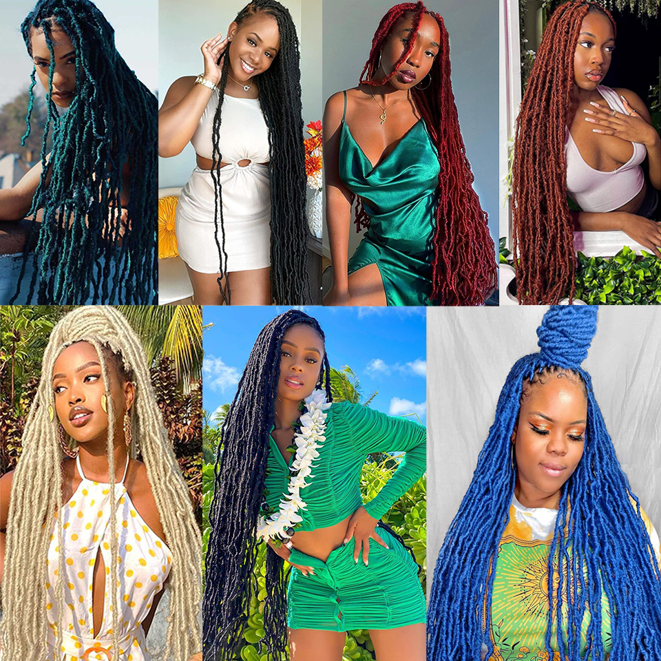 New Faux Locs new Crochet Hair Synthetic 2025 Curly Dreadlocks Hair Extensions Faux Cheveux Soft Locs Crochet Braids 12 Colors Can Choose