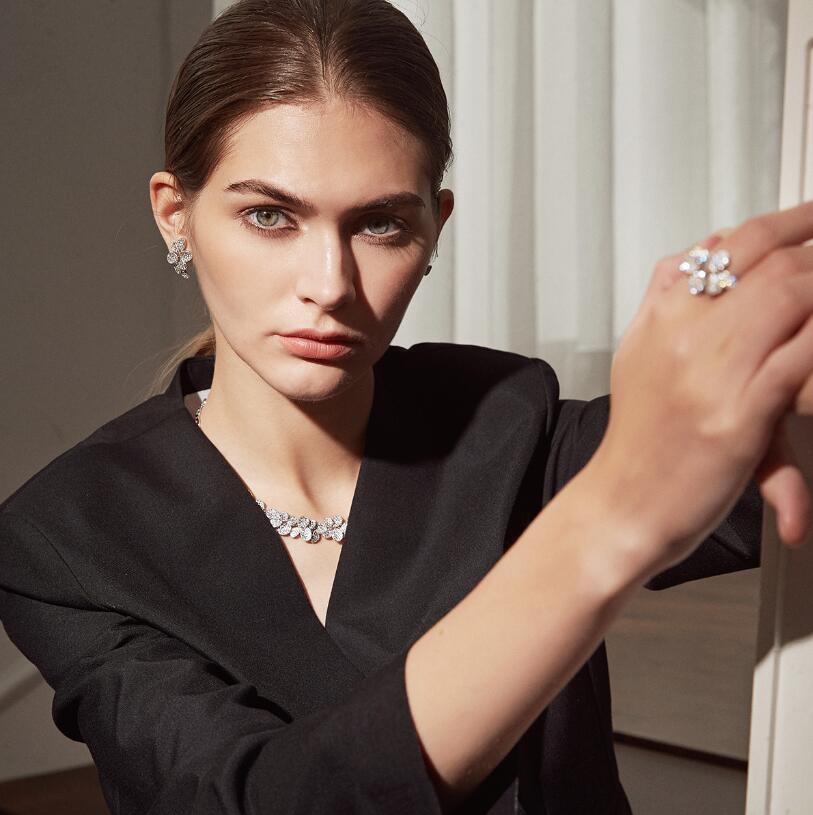 Clavicle Necklace: White Gold Fill wer Pendant with 5A Cubic Zirconia for Women Wedding Gift