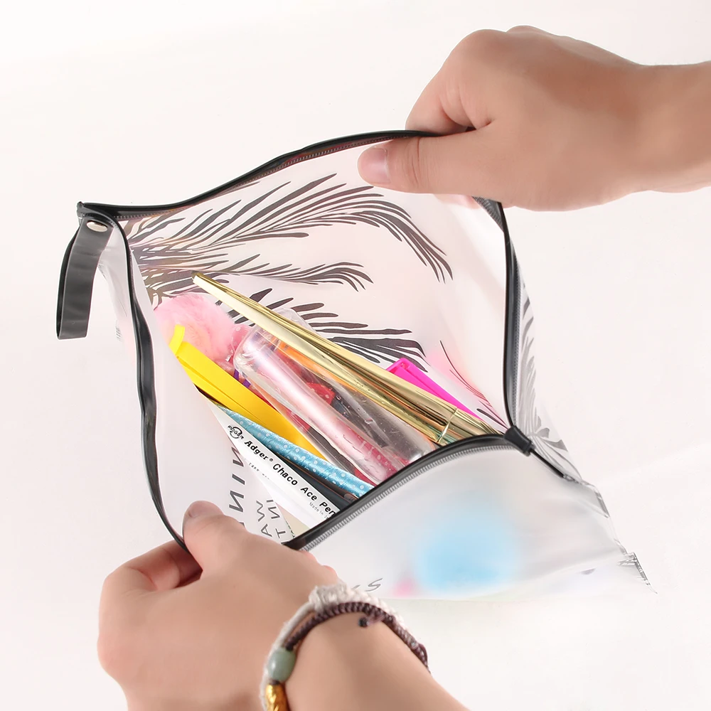 New Bag Brush PC Portable CosmeticTools Pencil Pen Case Clear Make up Pouch Zipper Toiletry Holder Storage Makeup Tool Kit