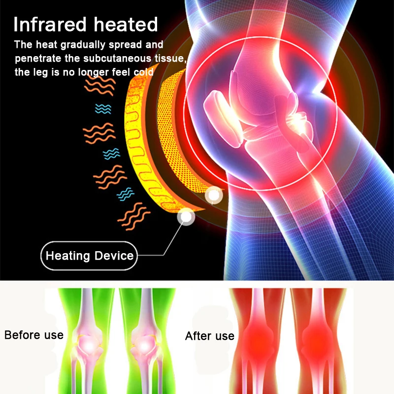 eaa Brace Wrap Knee Massager Support Infrared Heating Hot Therapy Arthritis Cramps Pain Relief Injury Recovery Rehabilitation