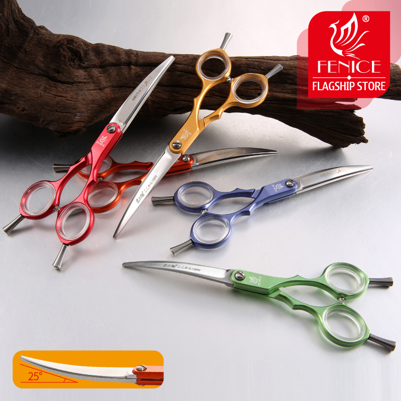 Fenice VG10 Stainless Steel 6 Inch Pet Dogs Gromming Scissors Curved Shears Sharp Animals Cat Hair Cutting Barber Cutting Tools