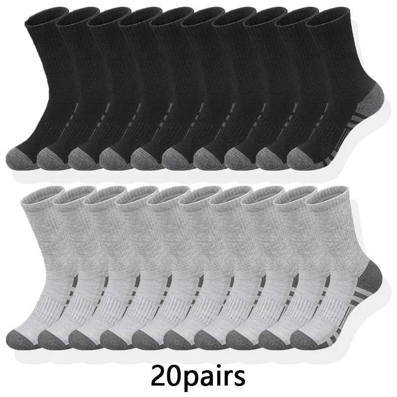 Men's Socks 10/20/30 Paired Mens Classic Crew Socks Unisex Sports Socks Mens Running Basketball Anti slip Socks Outdoor All Year Round Y240528