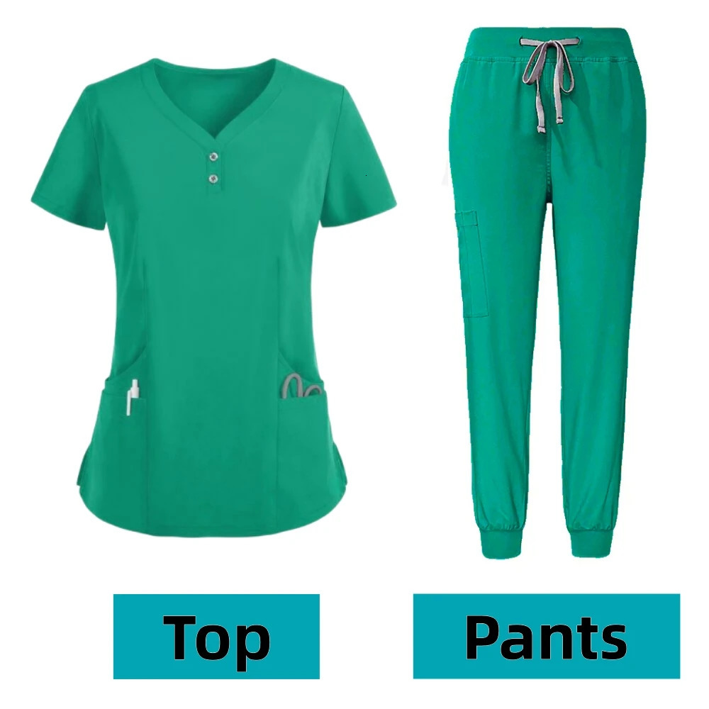 Hospital Wholesale Multicolor Uniforms Women Wear Scrub Set Doctor Uniform Jogger Suit Doctor Nurse Scrubs Set 2