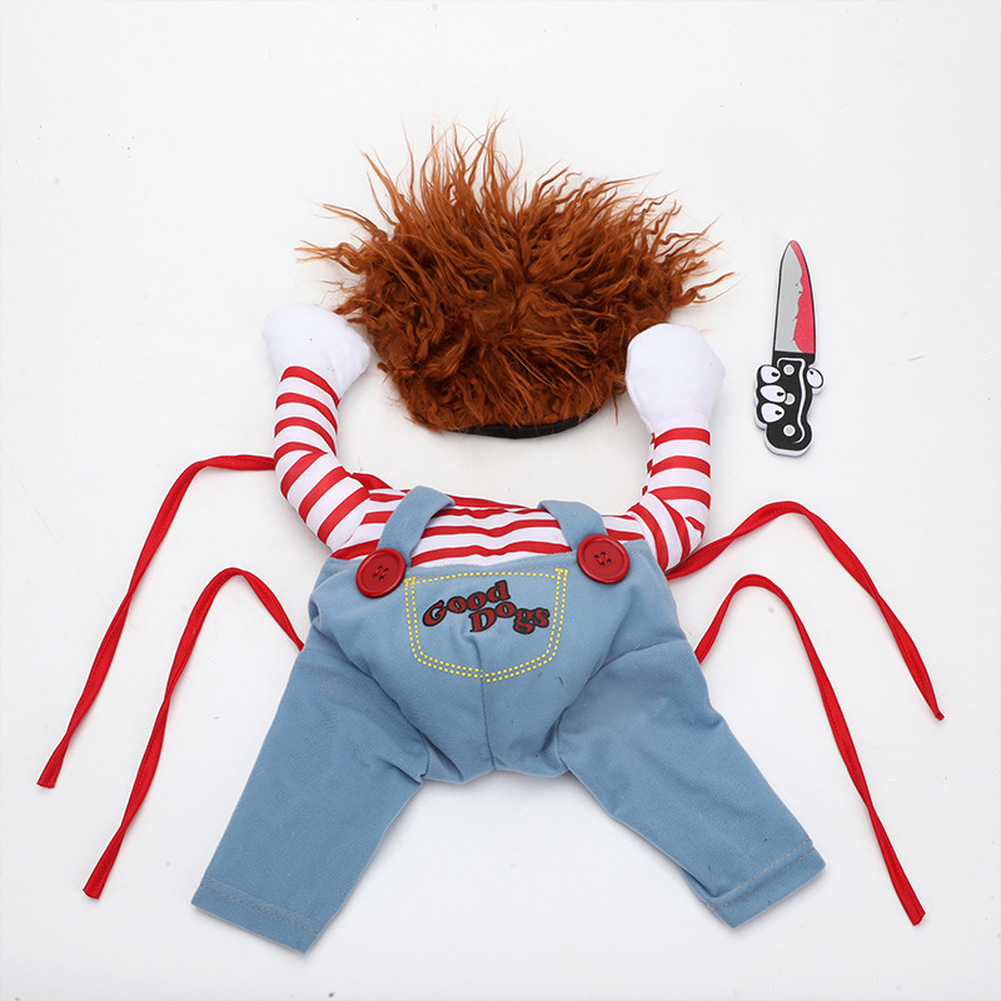 Deadly Doll Dog Clothes Pet Dog Costume Halloween Cosplay Funny Clothes Adjustable Dogs Cosplay Costume Sets Novelty Clothing