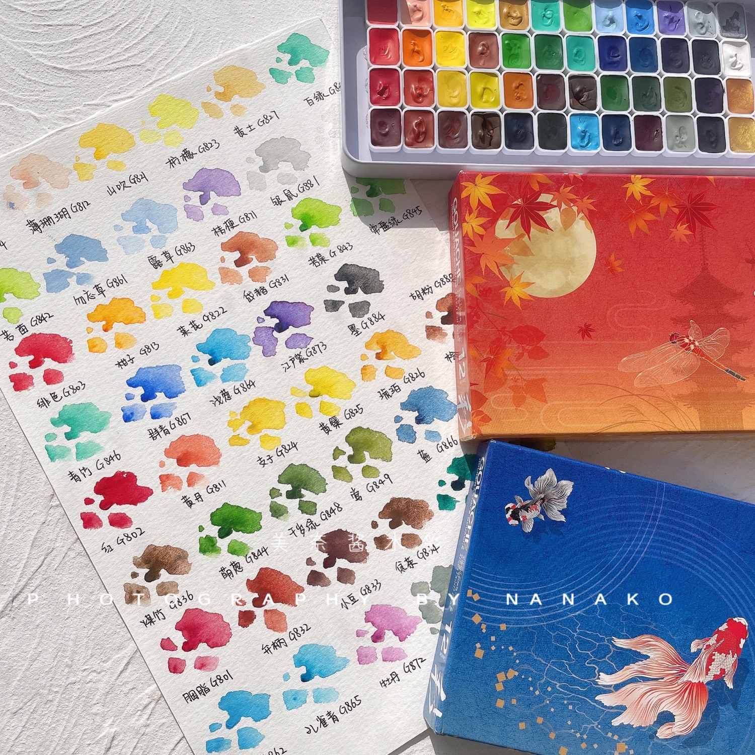 Original HOLBEIN artist gouache new ancient color four seasons watercolor paint sub-pack 48color 1ml 2ml painting art supplies