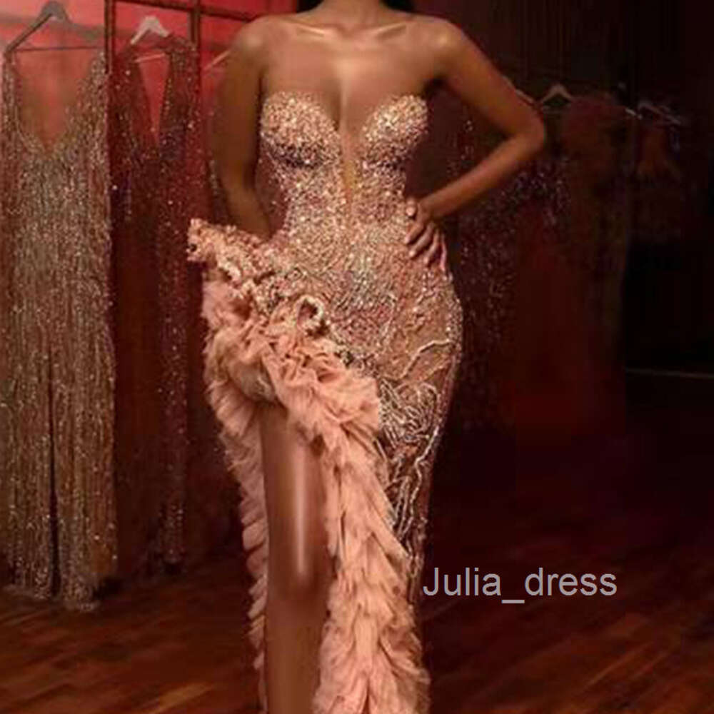 2024 Summer New Womens Dress Tassel Tail Sexy Gold Sprinkled Bra Evening Dress