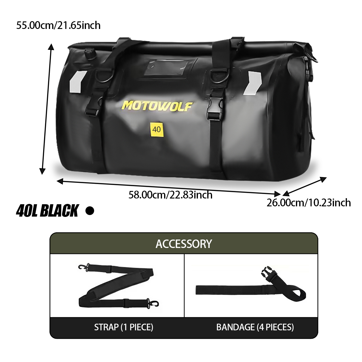 Motorcycle 40/60L Waterproof Tail Travel Outdoor Dry Roll Pack Bag Motorbike Lage Backpack 100KG Bear Weight