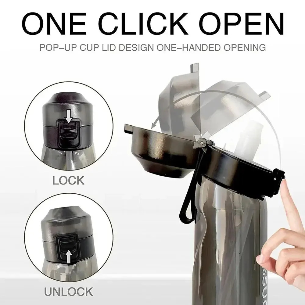 Flavored Water Bottle 650ml Drinking Alr Up 7 Fruit perfume Pod Outdoor Camping Fitness Fashion Sports Bottle 240509