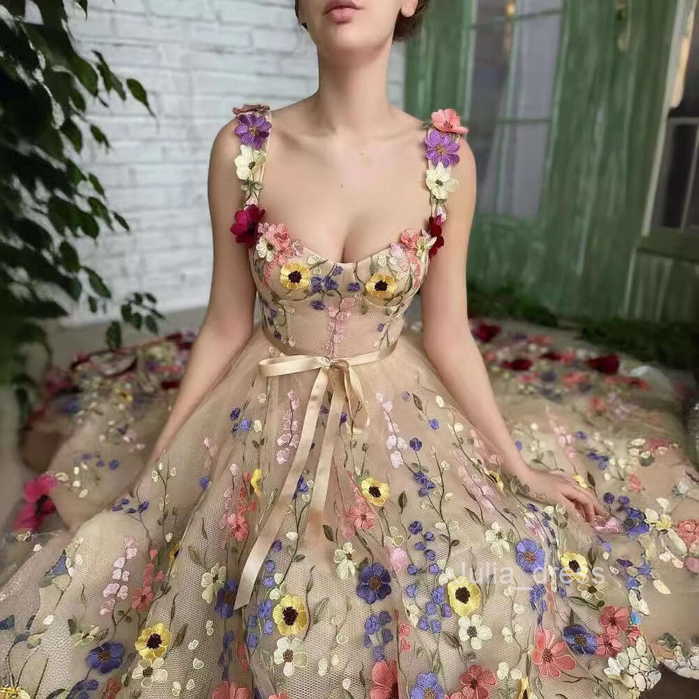 New Womens 3D Flower Fashion Embroidery Flower Wrap Hip Sexy Dress
