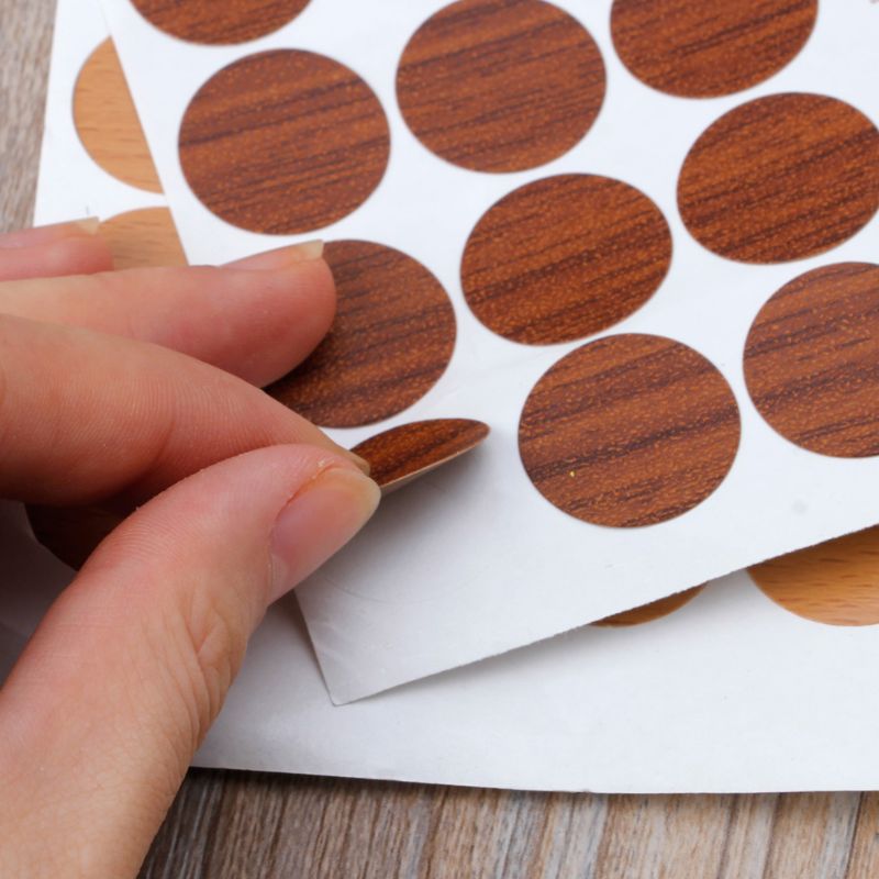 108Pcs 21mm Wooden Furniture Self Adhesive Cabinet Screw Cap Covers Hole Stickers