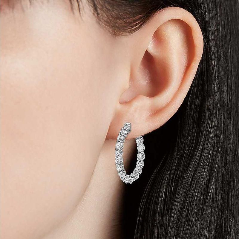 S925 Sterling Silver Large Circle Stud Earrings Luxury Jewelry Tennis Round Cut White Topaz CZ Diamond 18K Gold Women's Fashion Earrings For Love