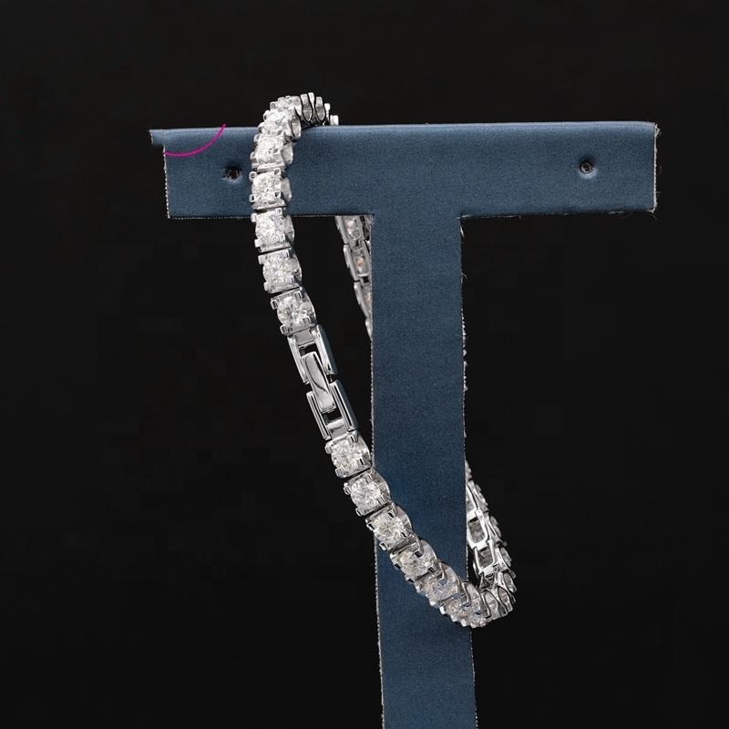 Hip Hop Iced Out Silver 925 Moissanite Tennis Chain Bracelet 3mm 4mm 5mm VVS White Round Diamond Bling Jewelry Men and women